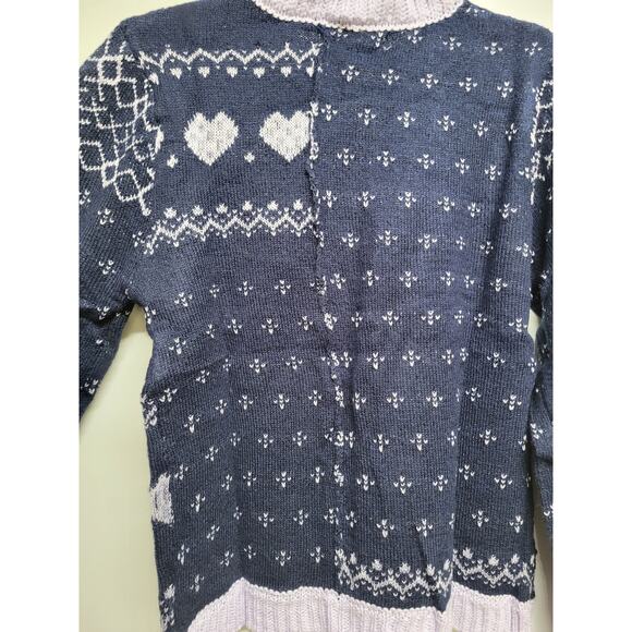 FRESHMAN Kids' Mix Stitch Fair Isle Sweater In Lavender And Navy 14/16 - Picture 2 of 5